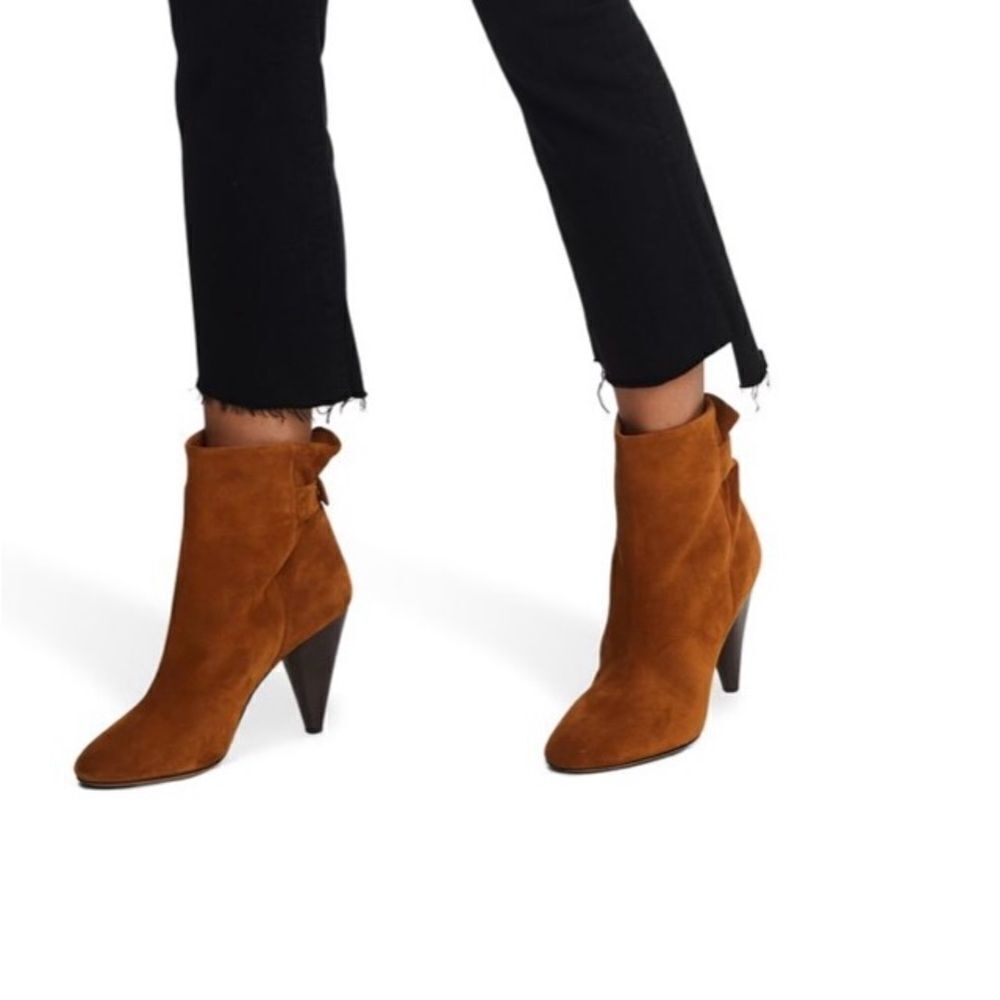 Isabel Marant Ankle Boots Lystal Cognac cowboy heels ankle shoes buckle booties